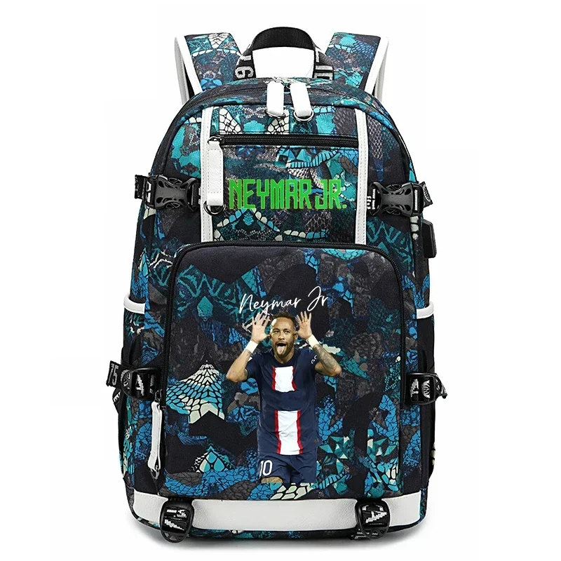 Mochila juvenil com estampa de avatar neymar, bolsa escolar casual para estudantes, grande capacidade, viagem ao ar livre