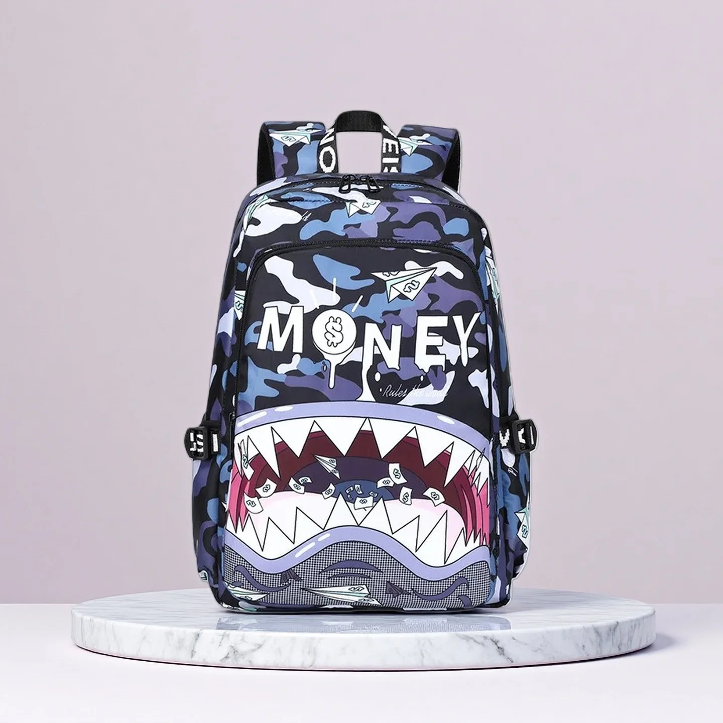 Tragen Sie diese Hai-Tasche in die Schule, die ich habe verfolgt und alles aufgefordert habe! Es ist so leicht, es kann eine ganze Klasse passen,