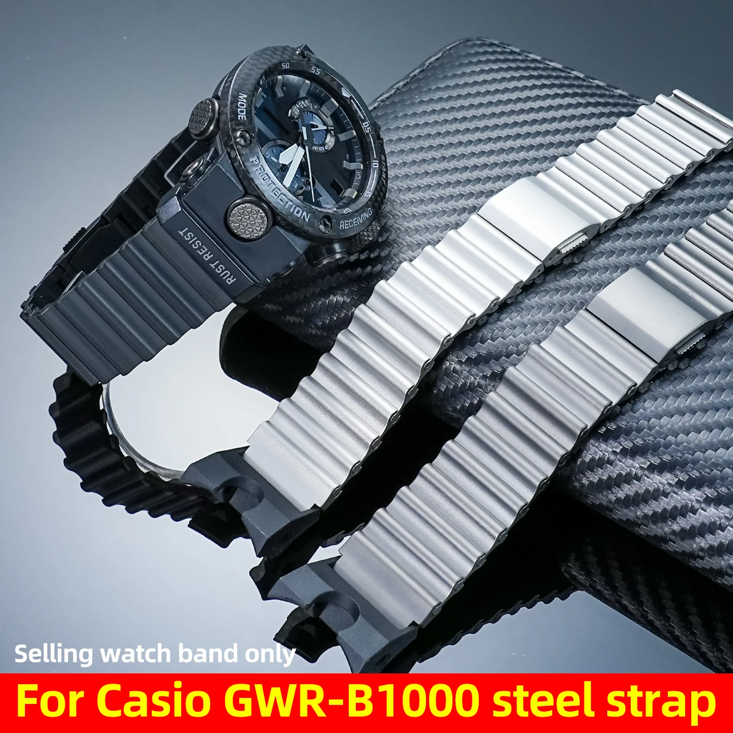 

For Casio Air Dominator GWR-B1000 GWRB1000 gwr b1000 Modified Stainless Steel Strap Men Metal Watch band Bracelet Accessories