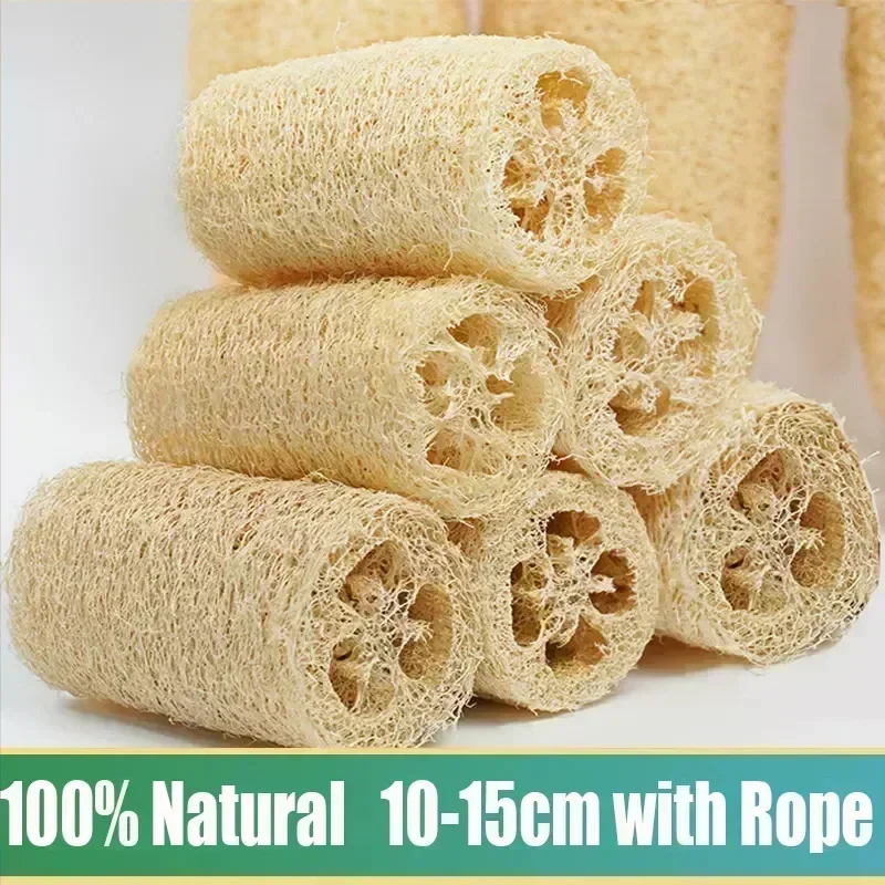 1pcs Natural Bath Loofah Exfoliating Body Sponge with Rope Loofah Scrubber for Skin Care Spa Shower Body Bath Brush Wholesale