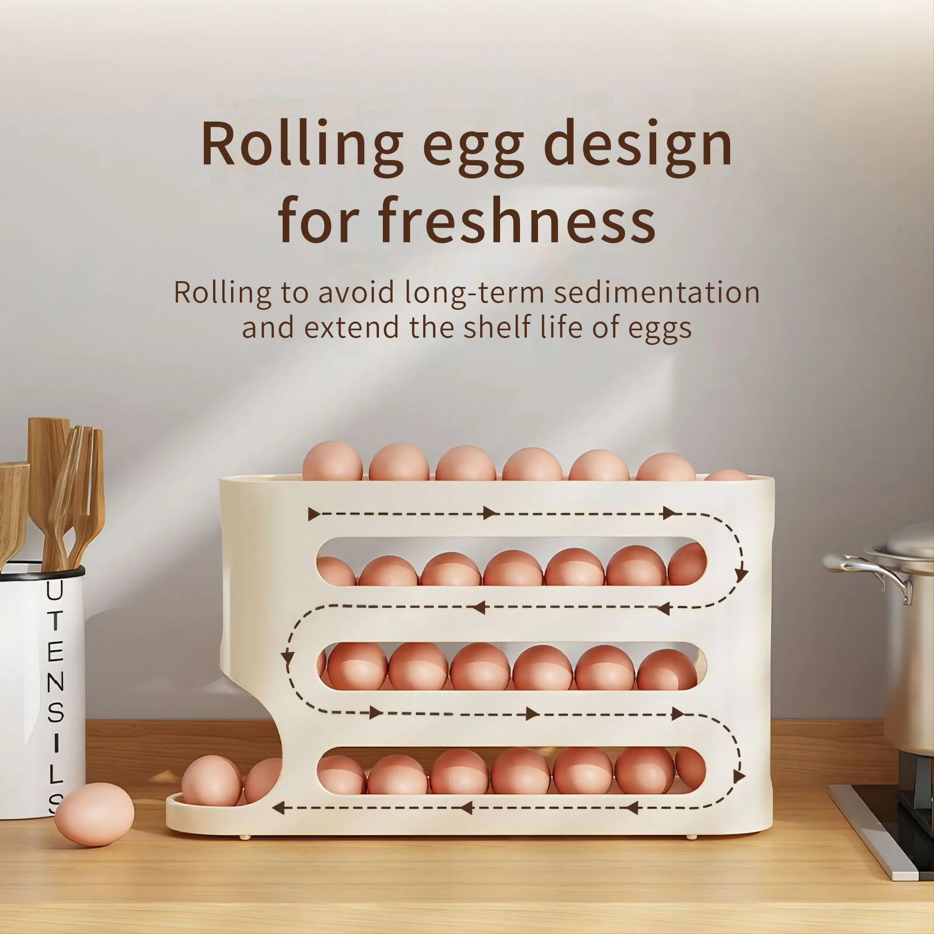 4 Layers Automatic Rolling Egg Holder Rack Fridge Egg Storage Box Container Kitchen Refrigerator Egg Dispenser Fridge Organizer