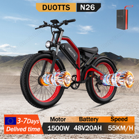 DUOTTS N26 Electric Bike 1500W Dual Motor 48V20AH Battery Hydraulic Brake Adult Electric Bicycle 26*4-inch Fat Tire Snow E-bike