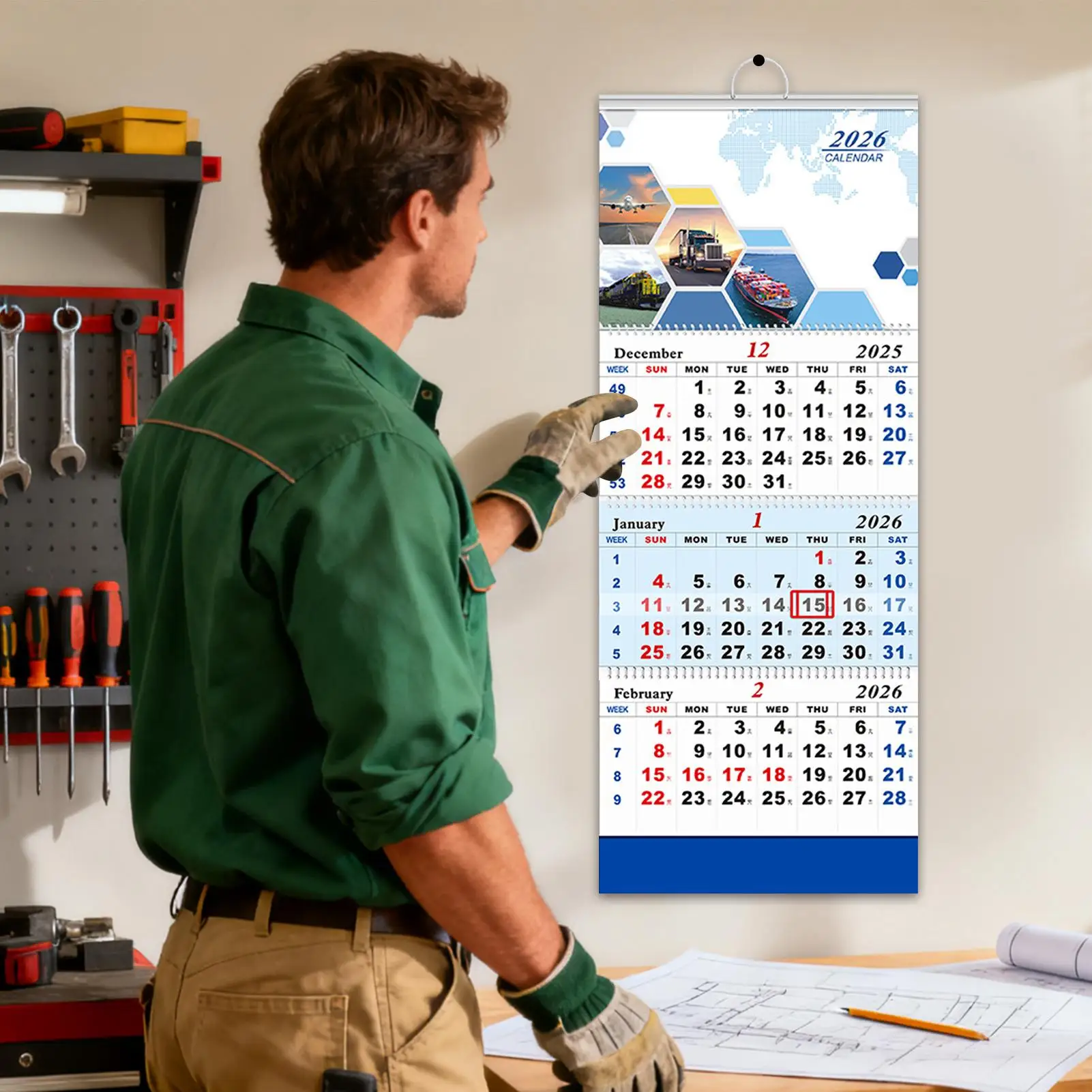 2026 Wall Calendar 3 Months Schedule Planner Wall Hangable Calendar for Friends Family Living Room Study Apartment