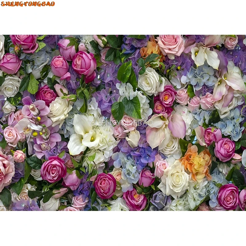 SHENGYONGBAO Wedding Photo Wall Background Rose Flower Birthday Party Portrait Photography Backdrop For Photo Studio HKW-6