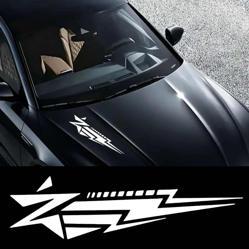 Lightning Storm Car Sticker, Black Car Exclusive Cool Sports Style Hood Decoration Sticker, Personalized Modification Sticker