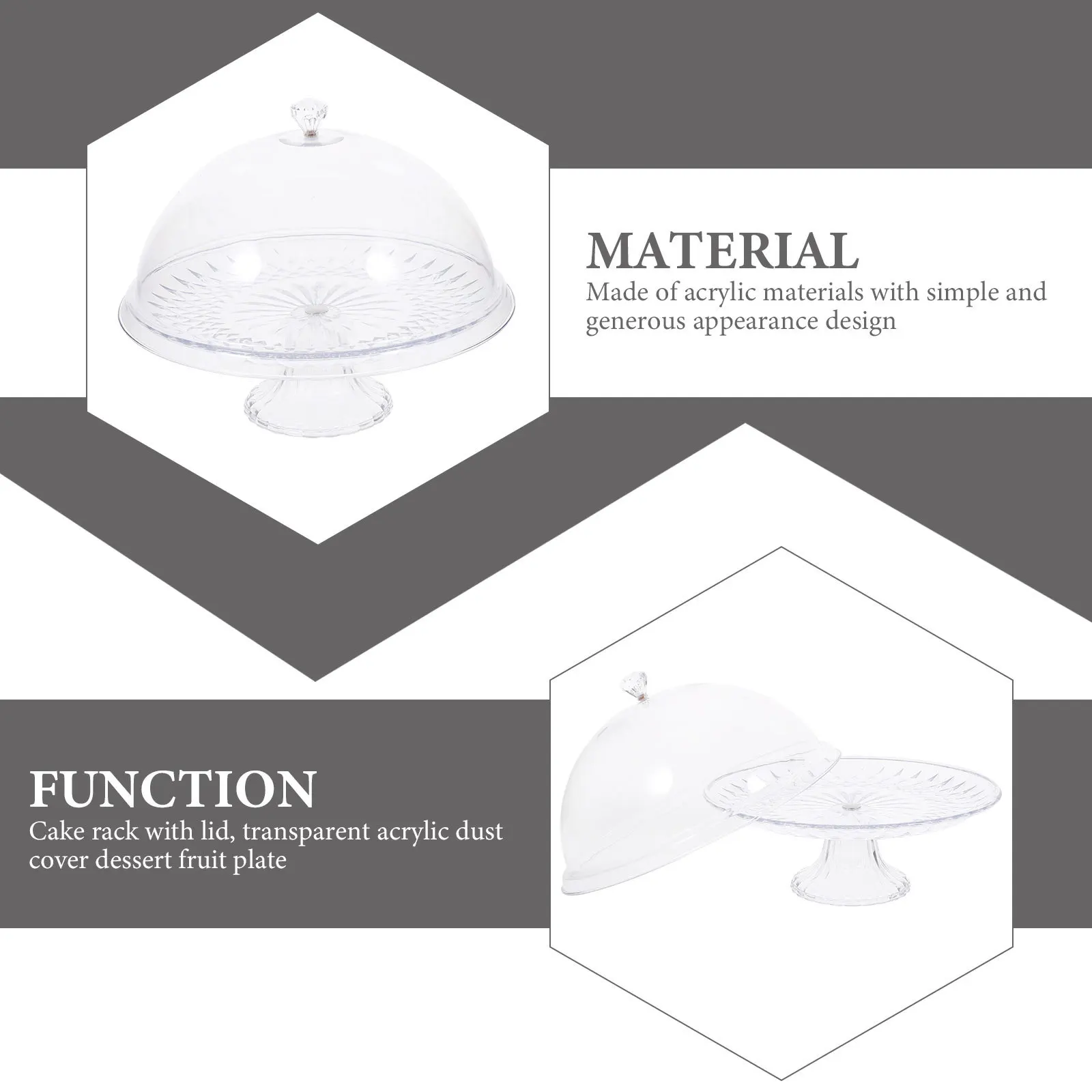 1Set Cake Stand with Dome Transparent Dessert Plate Multi-Function Food Tray for Party Wedding Gathering Household Storage Use