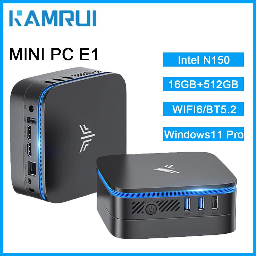 Kammui mini pc intel alder lake n150 16gb ram 1tb m.2 ssd windows11pro wifi6 bt5.2 mini computador de mesa para trabalho em casa negócios