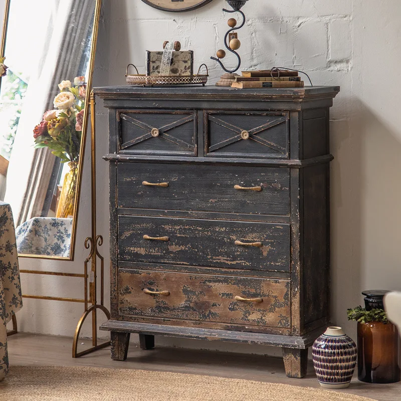 فندق ريترو، خزانة ذات أدراج، غرفة نوم شخصية قديمة، خزانة بجوار غرفة المعيشة لـ Wabi Sanfeng