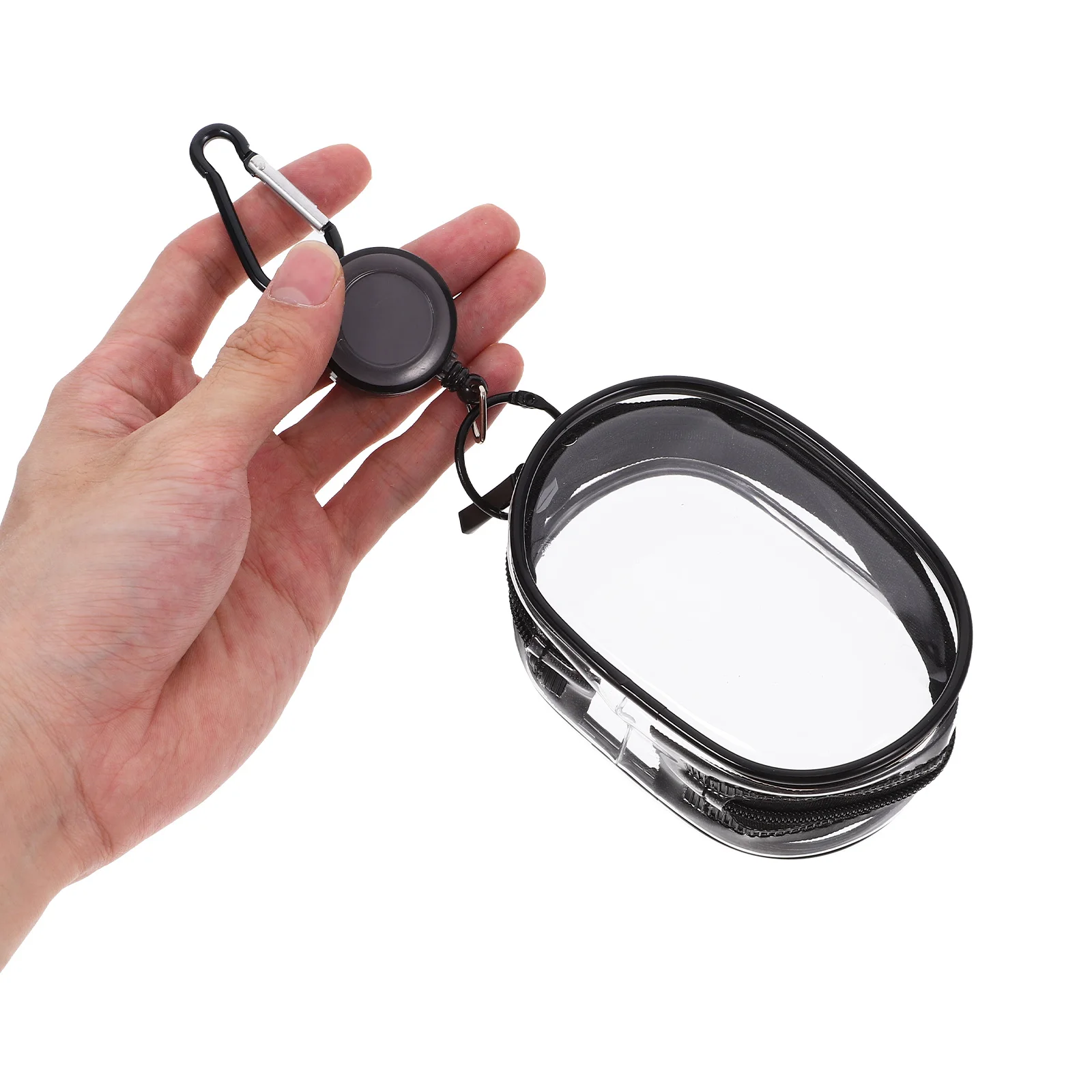 

Transparent Hanging Bag Pvc Aluminum Alloy Keychain Storage Case Portable Small Items Holder For Usb Flash Disk