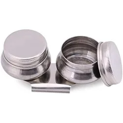 1pc Stainless Steel Single/Double Dipper Palette Cup Oil Container Paint Megilp Turpentine Solvent Container with Screw Cap