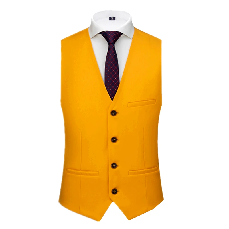 Chaleco Ajustado de una sola botonadura para hombre, chaqueta sin mangas con cuello en V, 26 colores a elegir, talla asiática M-6XL