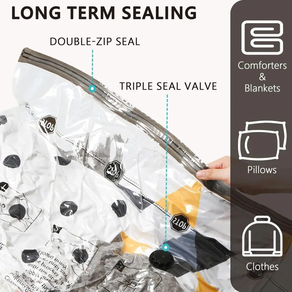 Thickened Vacuum Storage Bags Heavy Duty Reusable Clothing Organizer Bag Space Saving Winter Quilt Storage Bag Seasonal Storage