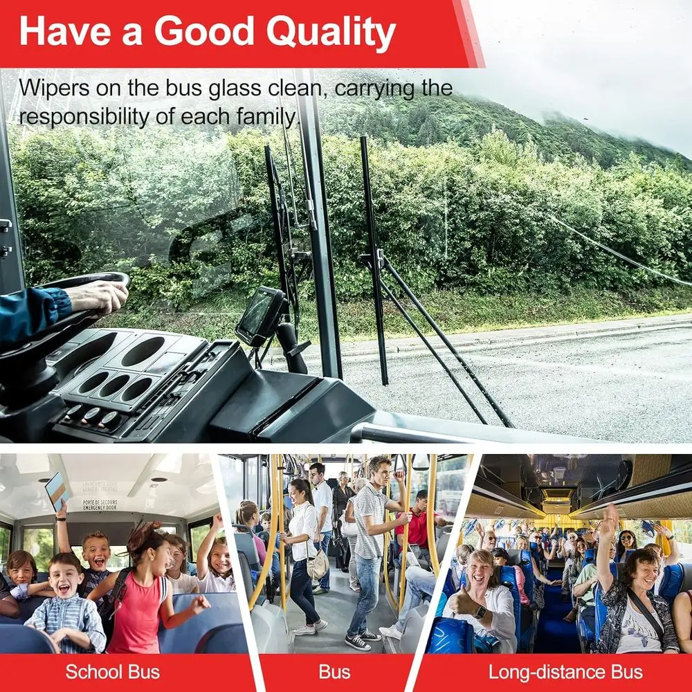 2 قطعة 40 "الشديدة التحمل الزجاج الأمامي السرج جبل ممسحة شفرة استبدال للمنزل الترفيهي RV والحافلة مع 2 المطاط #5