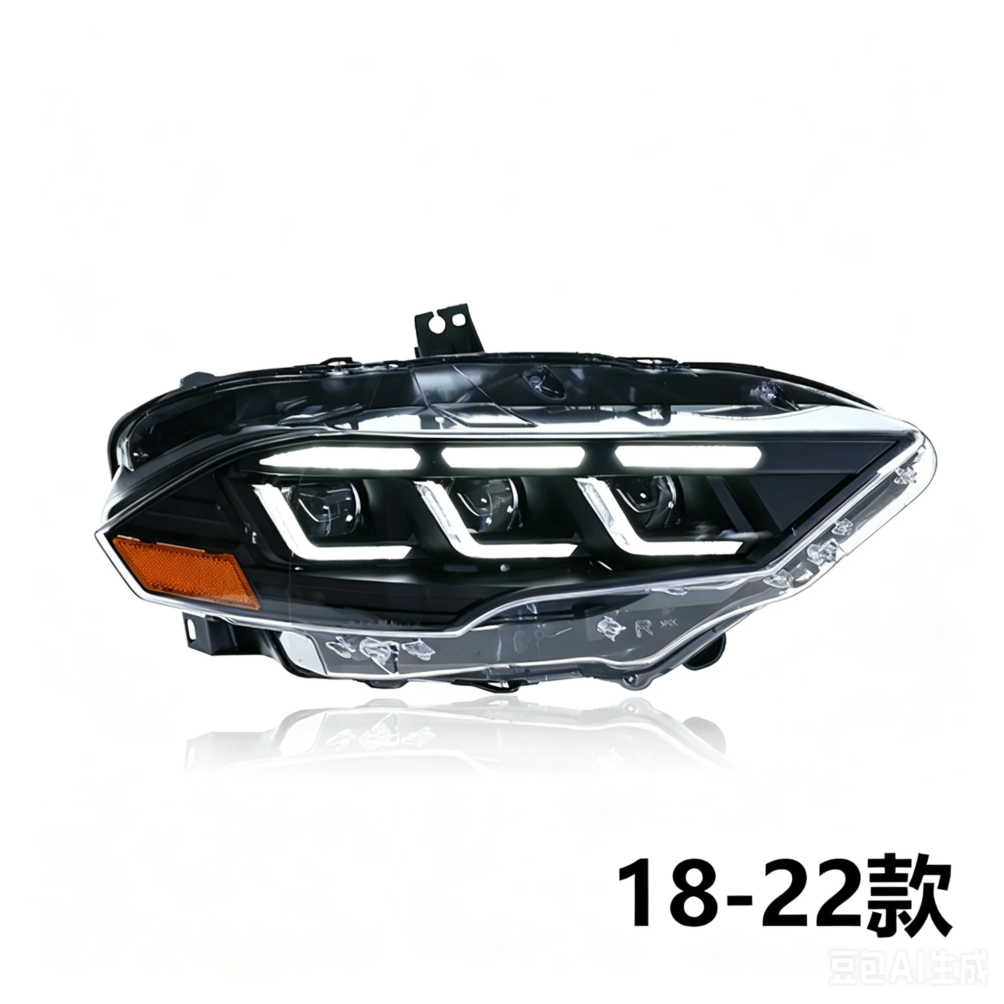 LED RGB Headlights Assembly For Ford Mustang 2018-2023 Sequential Turn Signal DRL Dual Lens Head Lamp Replacement