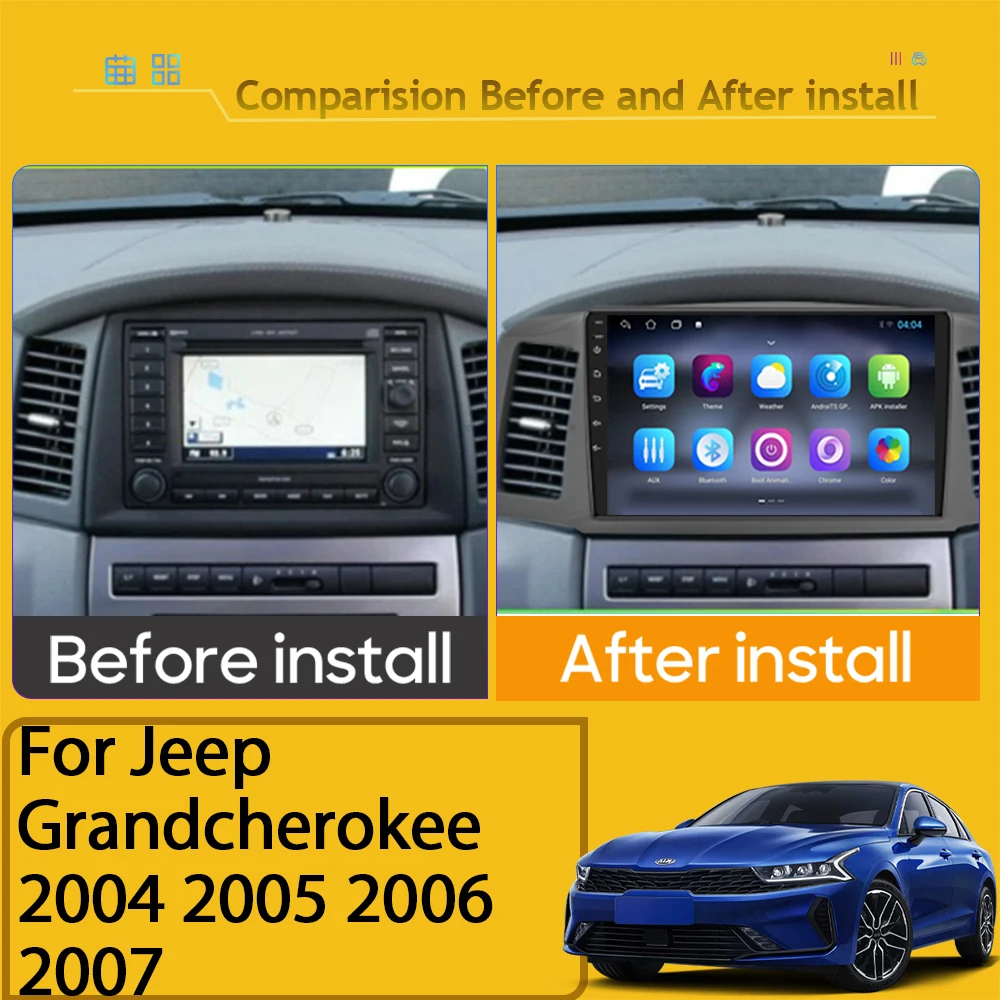 Carplay Android For Jeep Grand cherokee 2004 2005 2006 2007 Car Radio Multimedia Video Player Auto Navigation NO 2din Stereo DVD