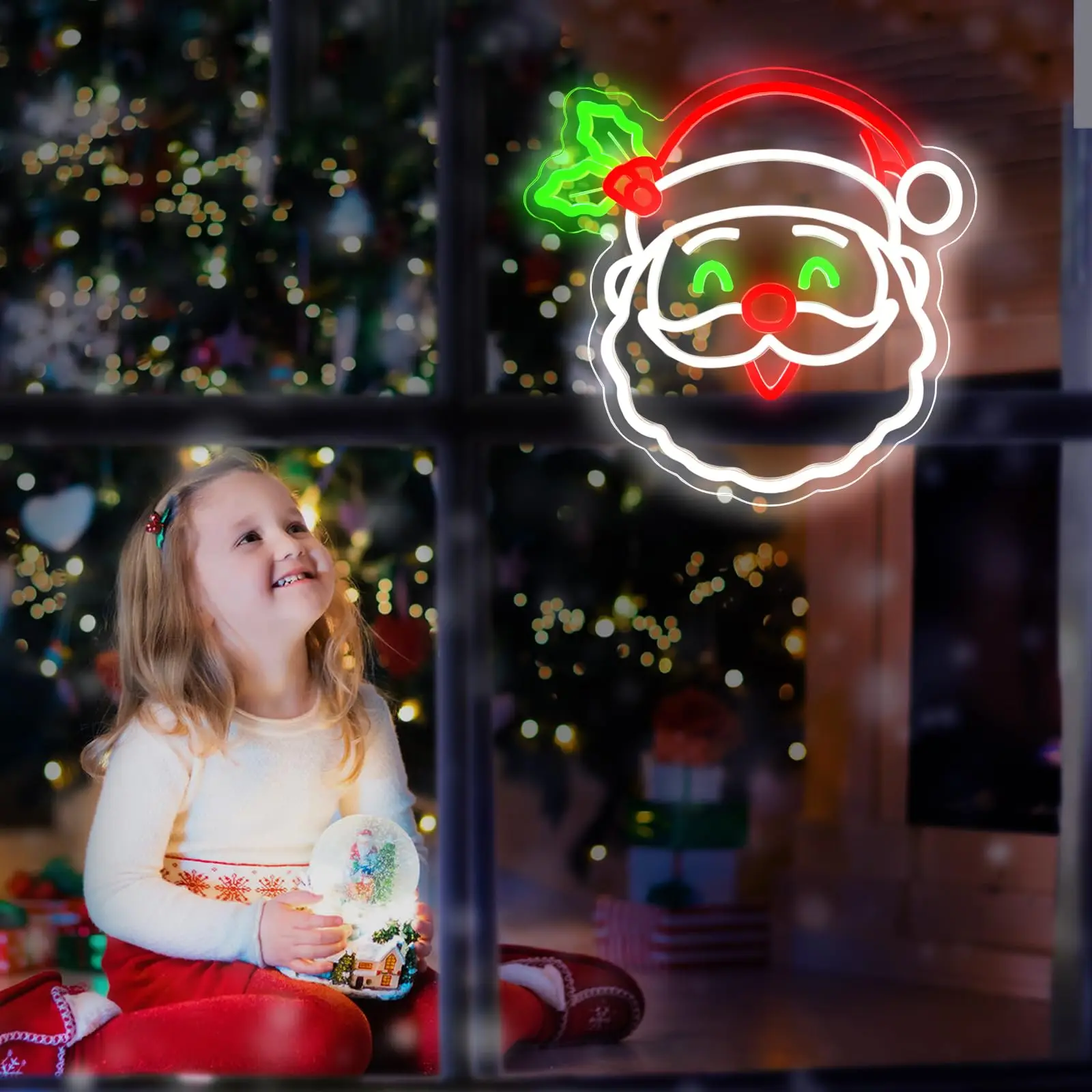 Santa Claus Neon Sign Dimmable USB Powered Merry Christmas Light Up Sign for Wall Decor for Bedroom Living Room Xmas Gift
