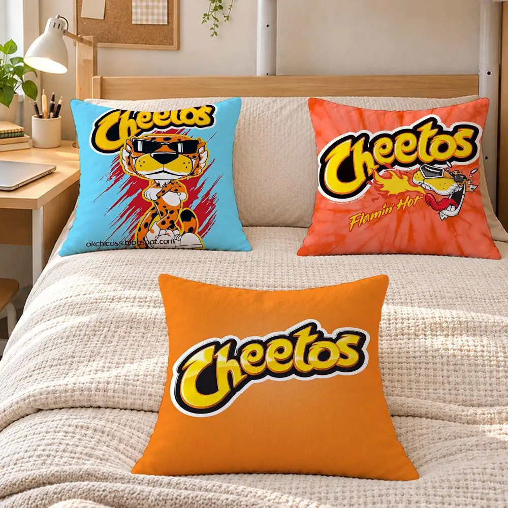 Food Snacks C-Cheetos Cushion Cover Soft Short Plush Sofa Bedroom Den Car Dorm Decor Gifts