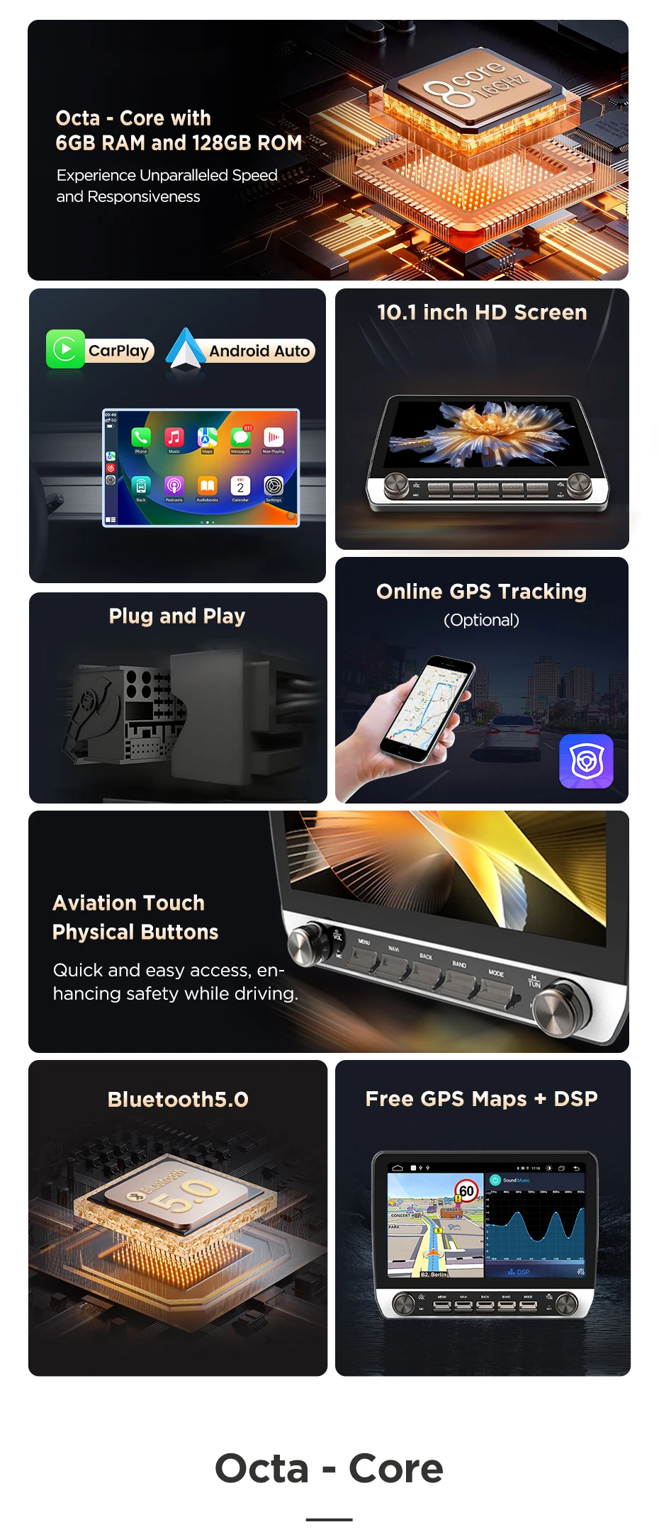 Junsun 10 "Taste Drahtlose CarPlay Für Apple Android Auto Auto Radio Für Mazda 5 2005 2006 2007 2008 -2010 GPS Navi Stereo BT RDS – Detail 5