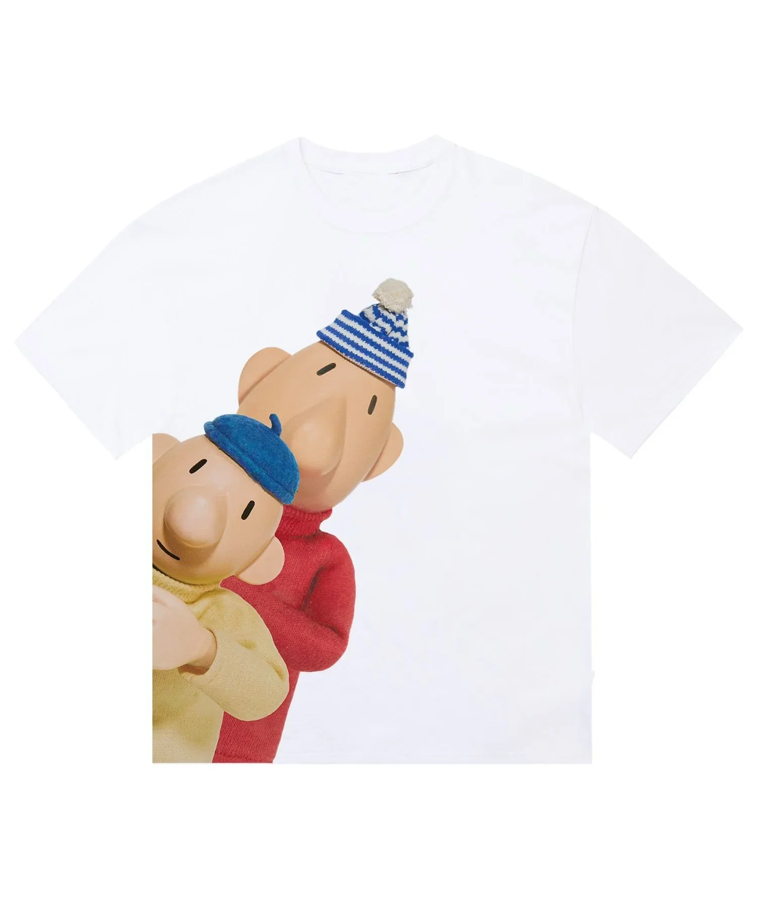 Cartoon Character Print Pattern Kids T-shirt Fashion Trend Short Sleeve Crew Neck Casual Street Wear  Vibrant Geometric Design