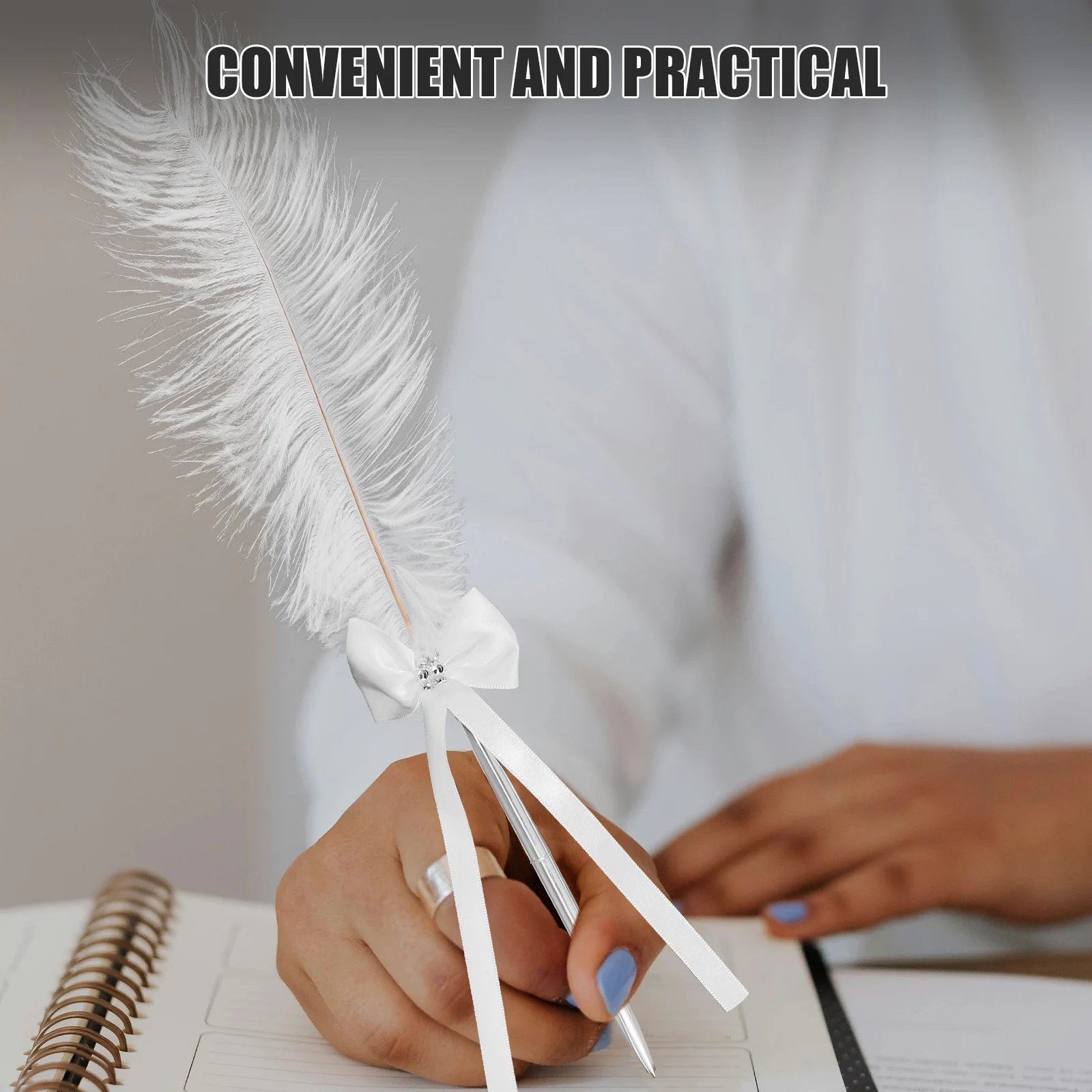 

Signature Pen Vintage Plume Elegant White Shaped Wedding Guest Book Pen Banquet Party Writing Tool Smooth Ink