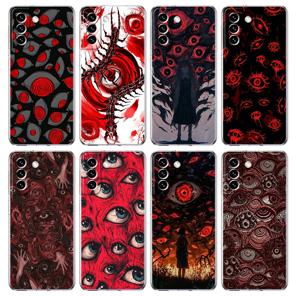 Trendy Cool Eyes Creative Transparent Cover for Samsung Galaxy S25 Edge S24 S23 S22 S20 S21 FE Ultra S10 S10E Plus 5G Phone Case