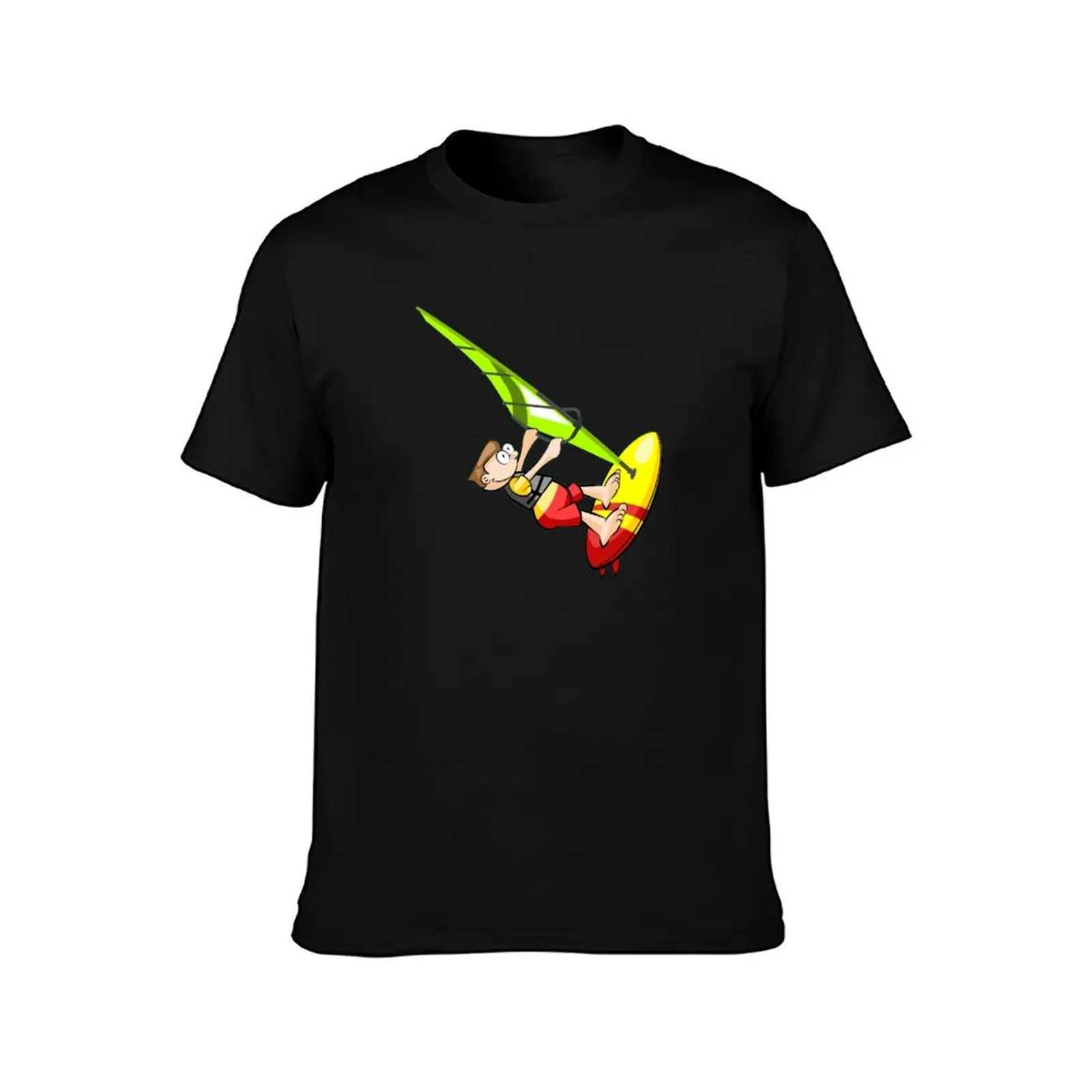 Windsurfing Cartoon T-Shirt Work Style Casual T-Shirt