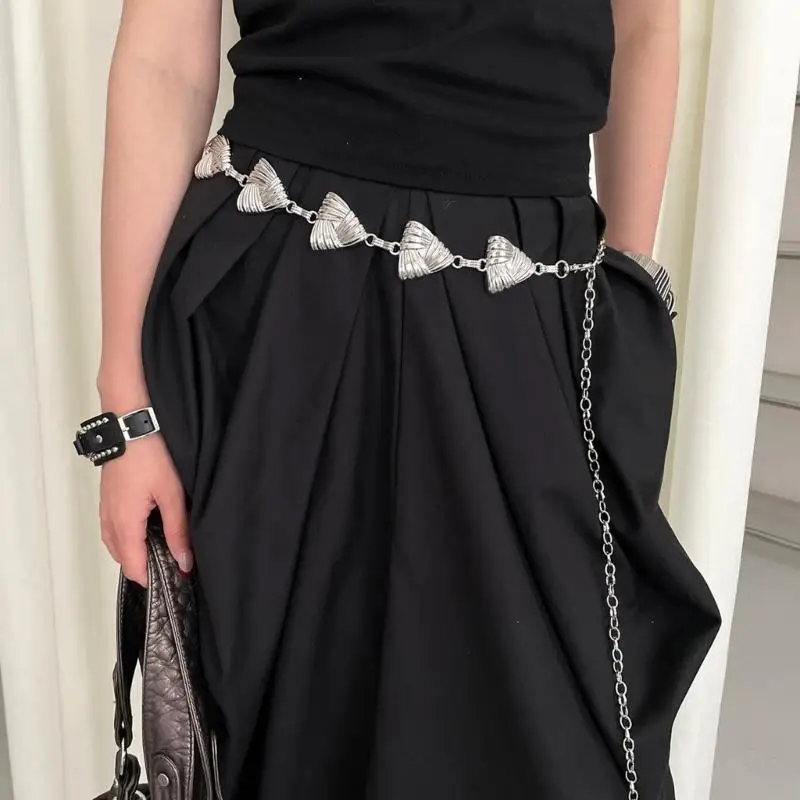 

A52E Waist Belt Hot Girl Stylish Metallic Belly Dance Adjustable Body Chain for Dress