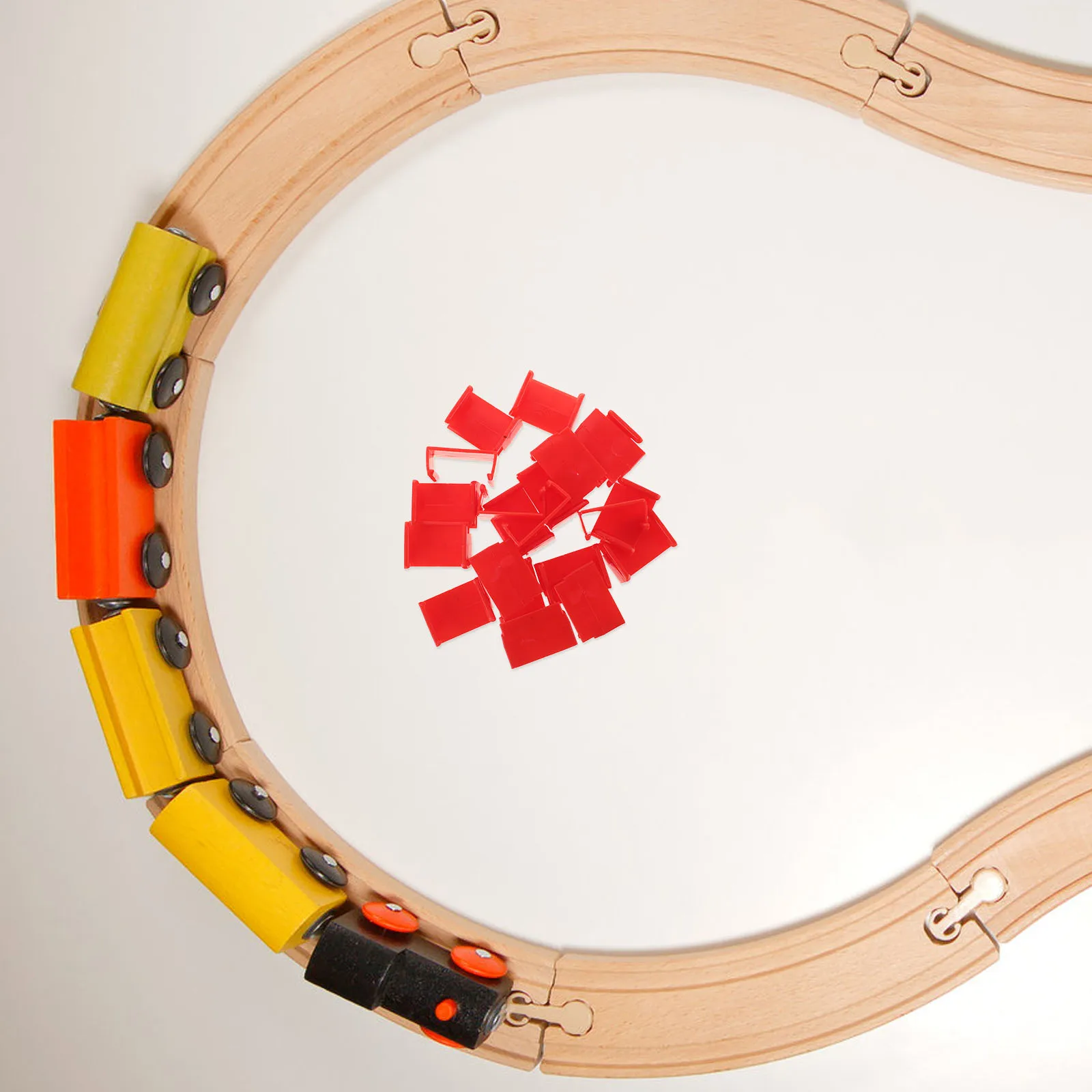 20Pcs Red Plastic Train Track Clips Durable Railway Fasteners Expandable Train Set Accessories for Kids Playtime