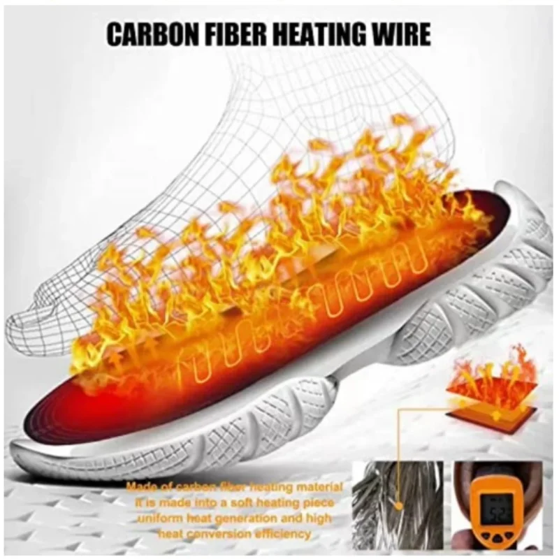 USB Rechargeable Heated Insoles Size 35-46 DIY Customizable Electric Heated Shoes Pad for Outdoor Skiing Winter Foot Warmers