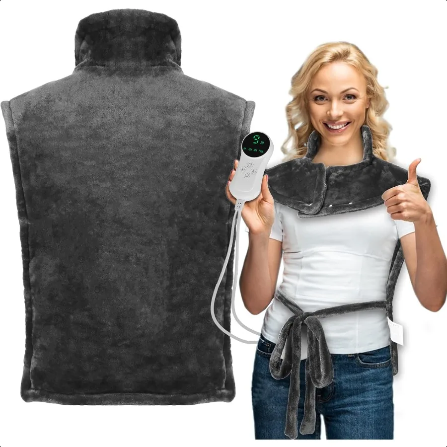 

Грелка для шеи, плеч и спины 24x33, утяжеленная грелка для облегчения боли в спине, 9 режимов нагрева, 4 таймера, автоматическое отключение, Chr