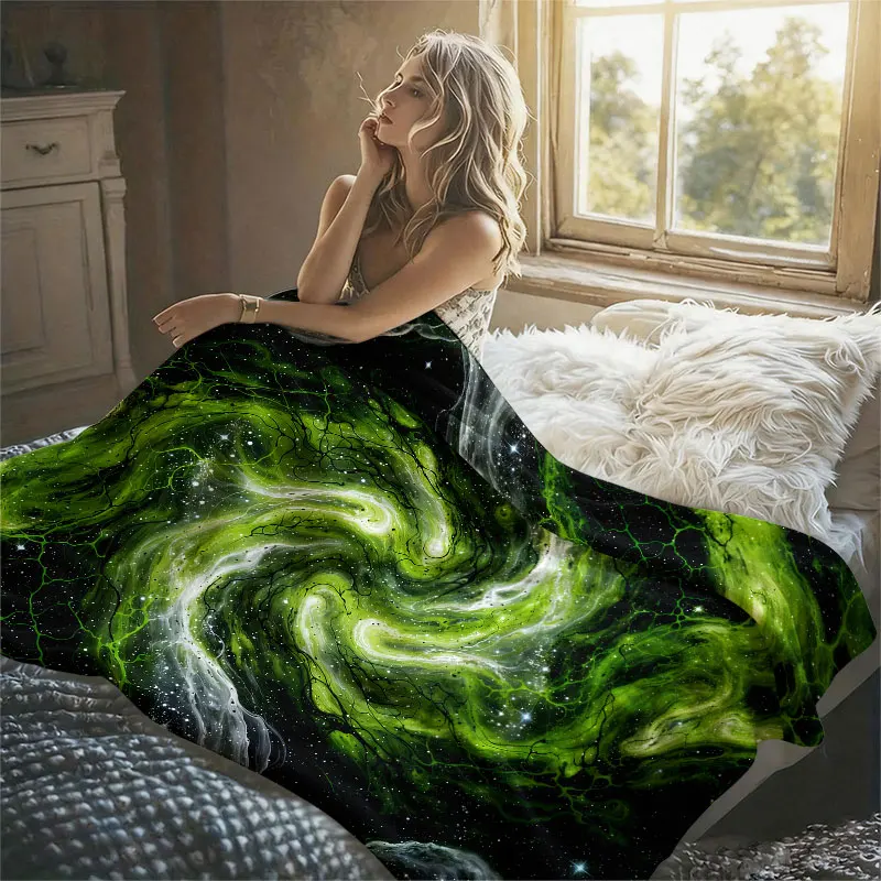 cobertor-de-flanela-estrelas-espaciais-nebulosa-verde-perfeito-para-sofa-escritorio-cama-viagens-dormir-ler-relaxar-acampar-uso-em-todas-as-estacoes