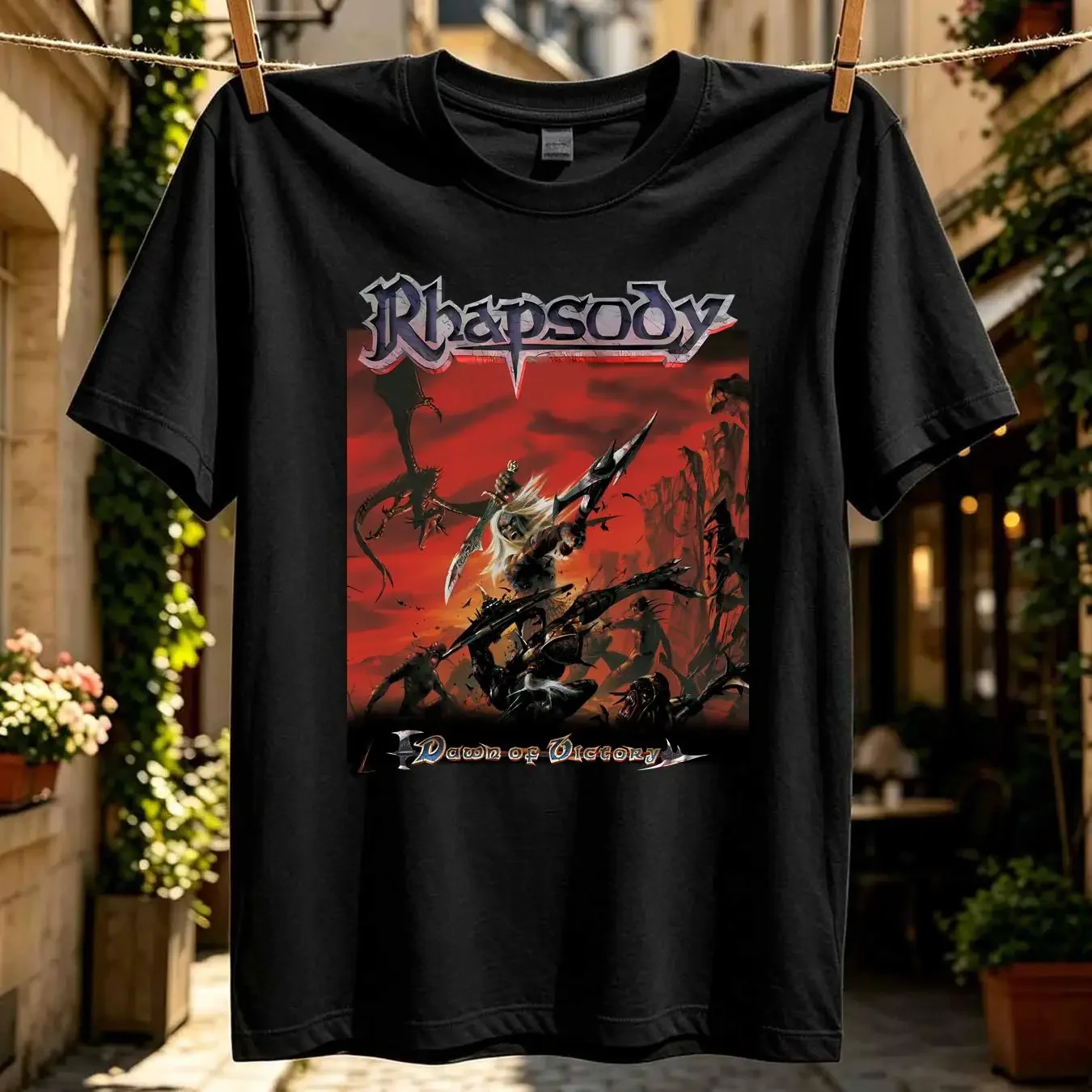 washed T Shirt Vintage Rhapsody of Fire Dawn Victory graphic all sizes TT8872 vintage Washed Versatile streetwear Stylish