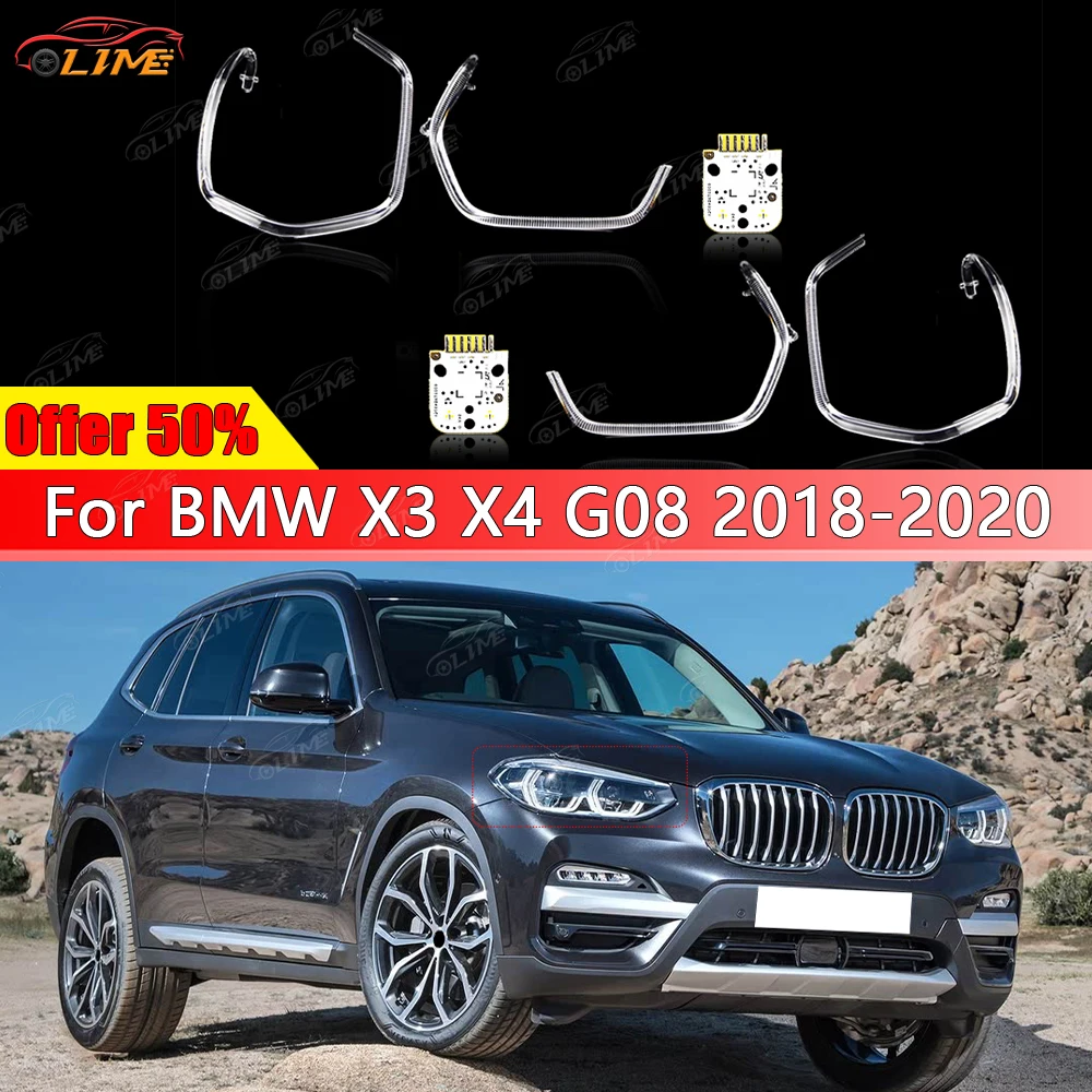 

Car light guide plate light guide tube Fit for BMW X3 X4 G08 2018-2020 DRL Light headlamp daytime running light guide angel eye