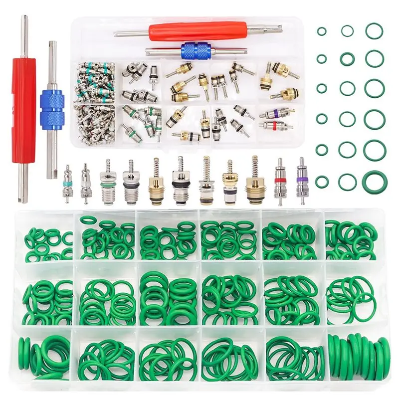 

A60E-O-Ring Seals Kit 372PCS Car A/C Repair Kit+ A/C Valve Core Assortment With Remover Tool