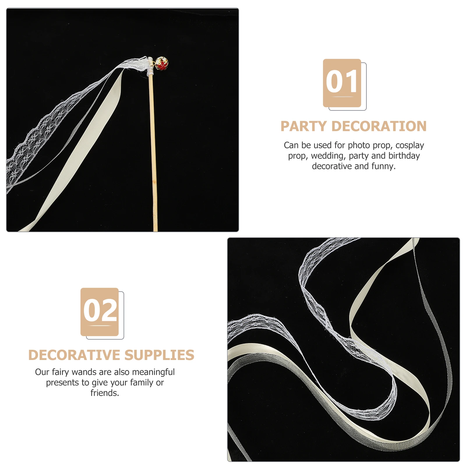 

20pcs Ribbon Wedding Streamers Wands Sticks Wedding Party Decoration Birthday Accessories Dance Ribbons Streamers