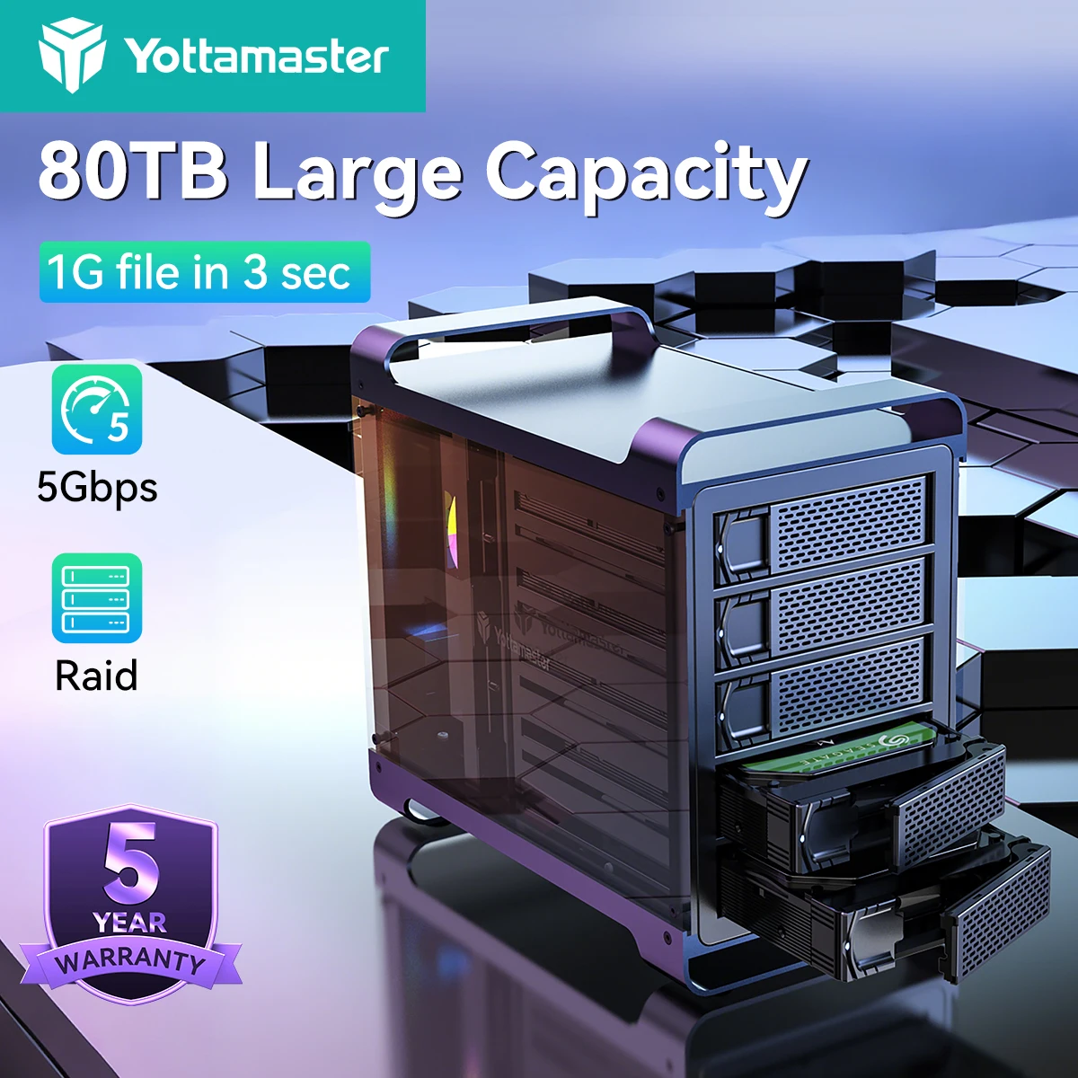 Yottamaster 5Gbps 5 bahías RAID gabinete Disco Duro Externo SATA 3,0 SSD HDD disco duro carcasas externas disco duro ssd