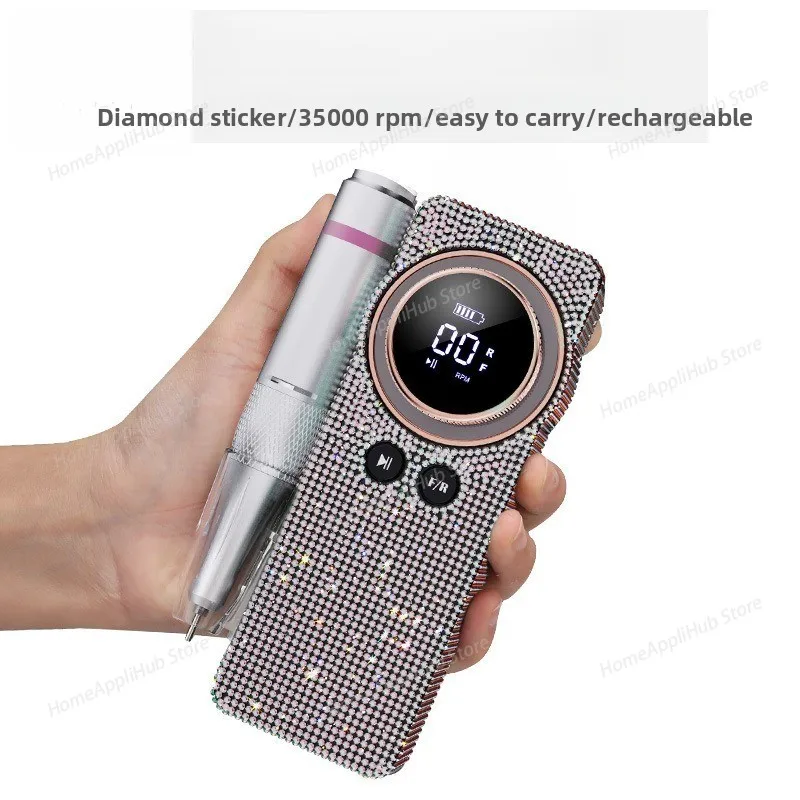 

Машина для снятия ногтей, инкрустированная стразами, профессиональное средство для снятия ногтей, перезаряжаемая машина для полировки и шлифования