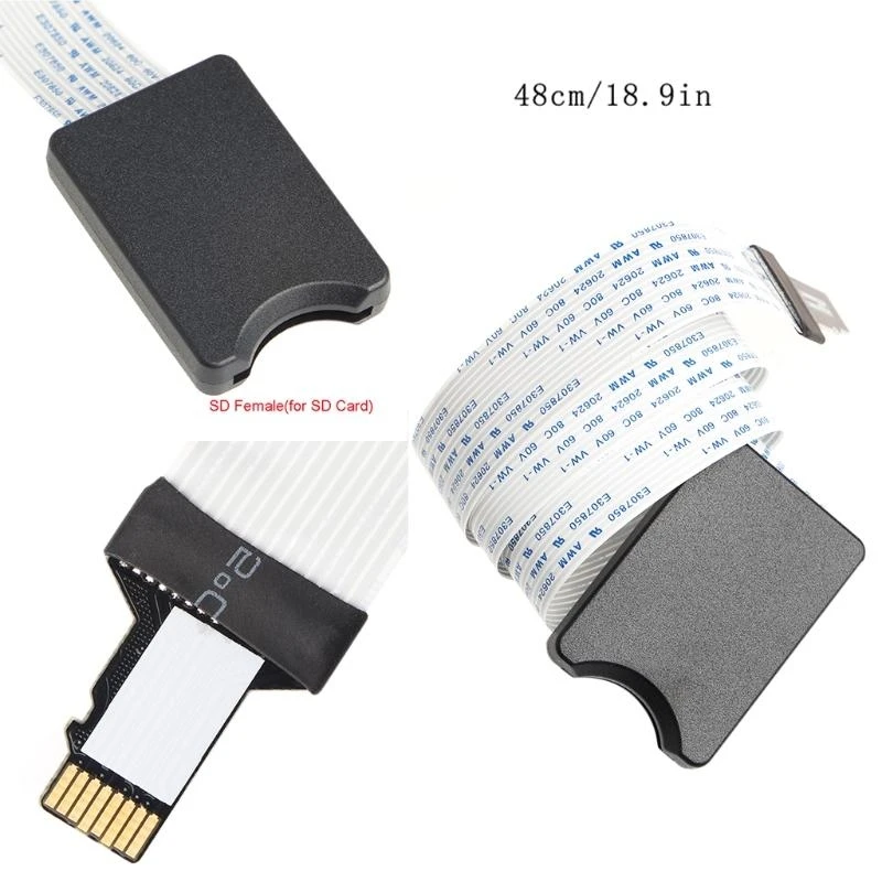 A5YD TF Male to Female Extension Cable Adapter Flexible Flat FPC Cable Extender Standard SDHC Memory Card
