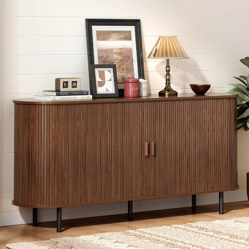 

63" Sideboard Buffet Cabinet with Storage, Storage Cabinet with Sliding Door , Modern Accent Coffee Bar Console Table