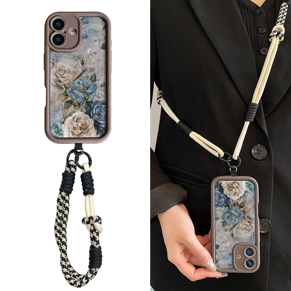 2025 قلادة حزام PhoneCaseForXiaomi PocoX7 X6 F7 F6 M7 M6 F5 X5 X3 M3 Pro C55 C65 C75 C71 ريترو الأزهار Crossbody غطاء الحبل #1