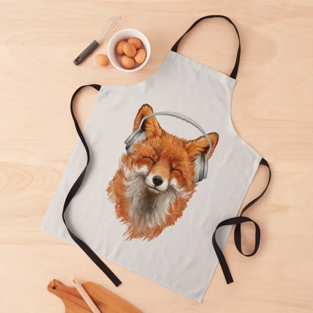 

Smiling Musical Fox Apron Kitchens Accessories Cleaning Products For Home Apron