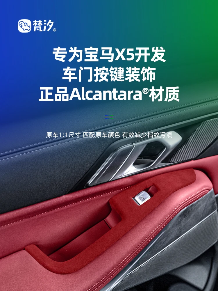 

For Bmw X5 2024 ABS Alcantara Door Button Panel Decorative Frame