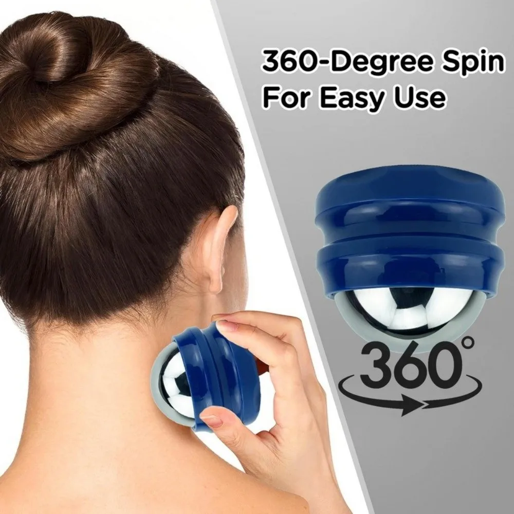 360 Degree Rotating Massage Roller Ball Stainless Steel Ergonomic Grip Fascia Massage Tool Dual Hot Cold Use