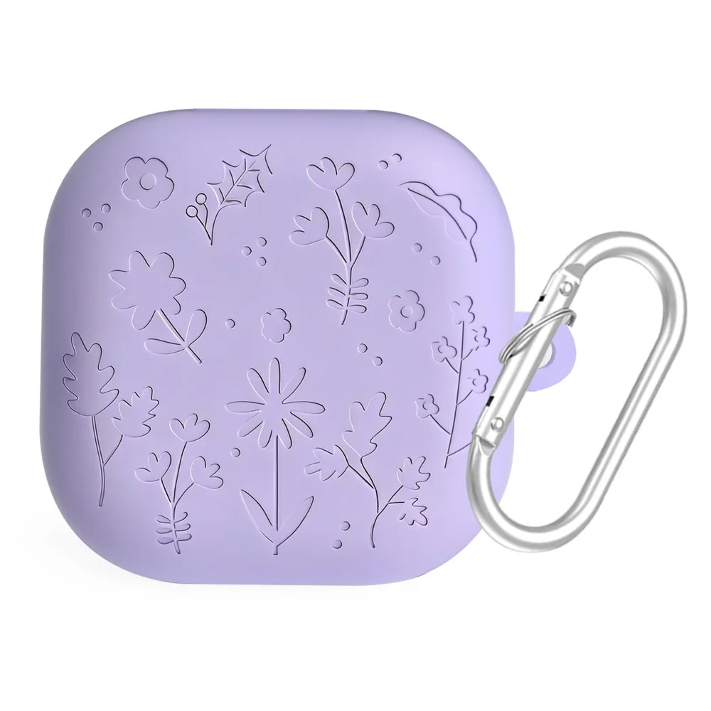 Liquid Silicone Protective Case 3D Carved Pattern Shockproof Earphone Case Anti Scratch for Samsung Galaxy Buds4/4pro