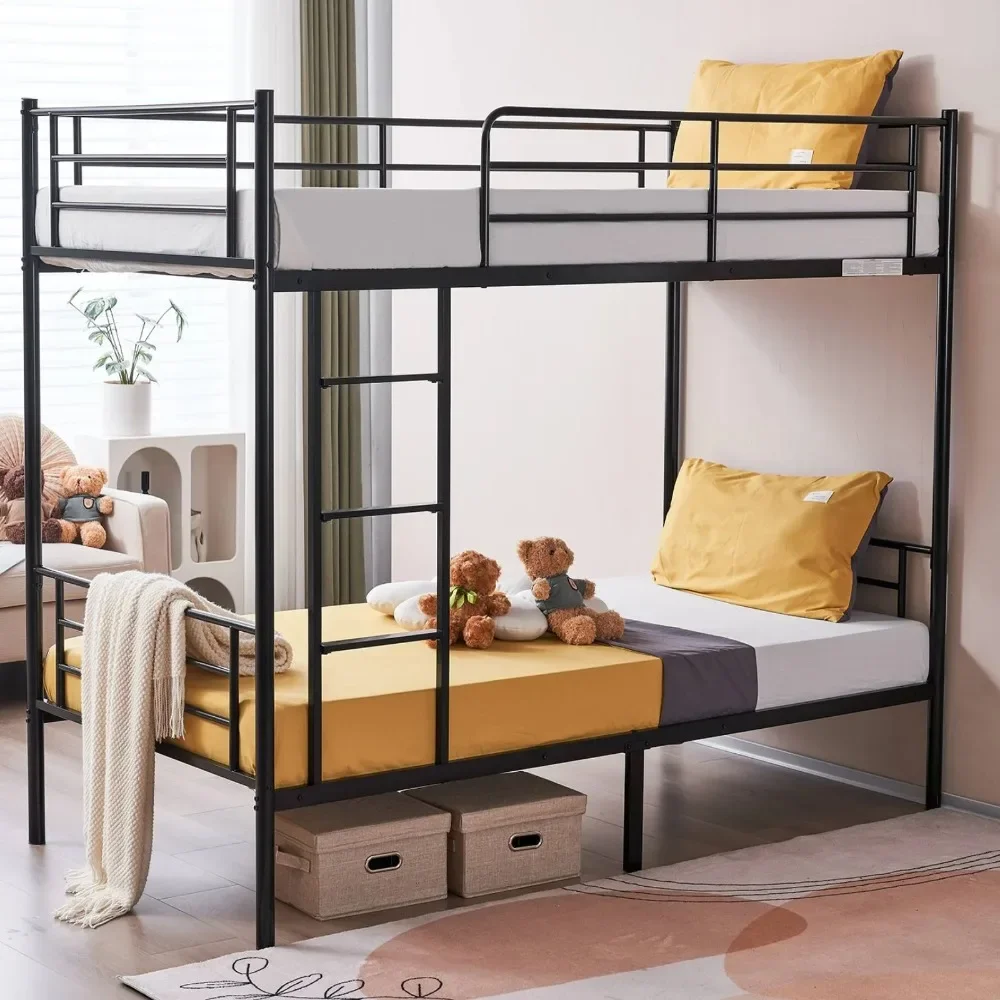 

Double Steel Bunk Bed Frame, 78" X 42" X 65" with Ladder for Kids Adult Bedroom Dormitory