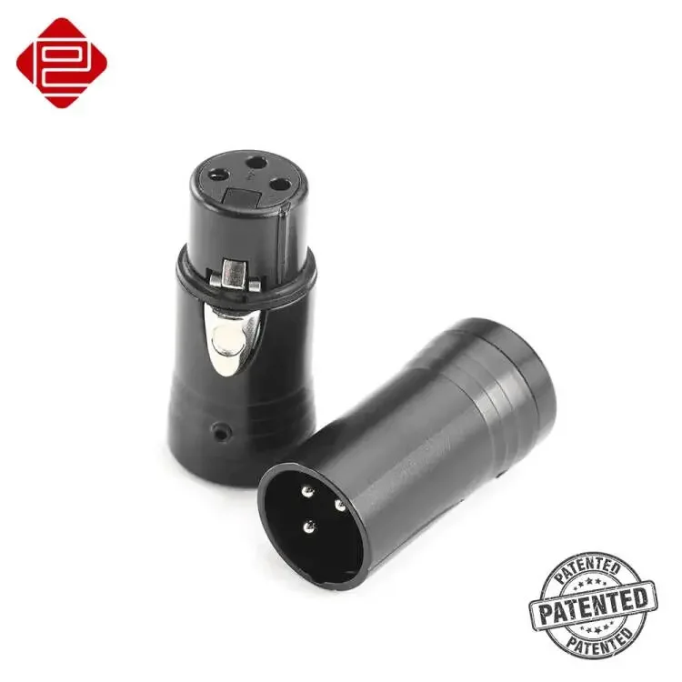 

Pro C Black Low Profile Mini XLR Gold 3 Pin Right Angle 90 Degree 360 Rotateable XLR Male Female Connector Plug with Wrench