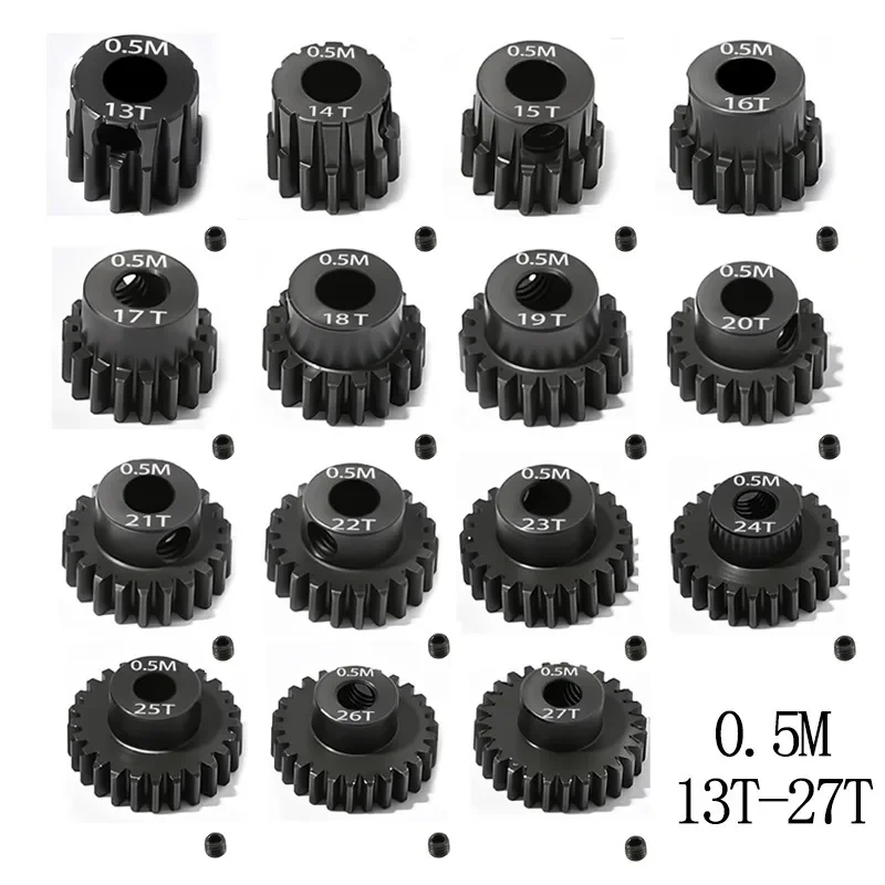 

High Quality 13T-27T Material Harden M0.5 Hole 3.175mm Shaft Metal Pinion Motor Gear for RC Buggy Truggy Monster Truck