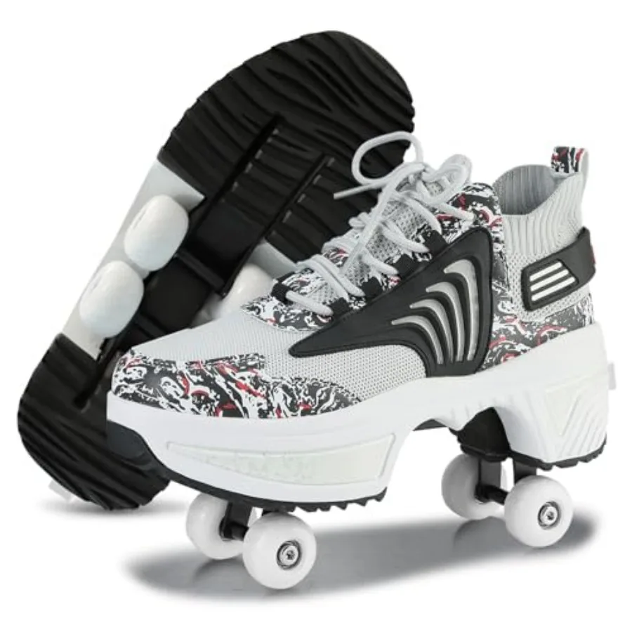 

Roller Skate Shoes for Women Roller Shoes Boy Girl Sneakers with Retractable Wheels Breathable Roller Skates Shoes for Christma