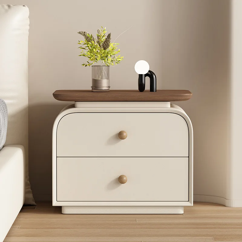 Modern Villa Italian-Designed Nightstand Wooden Bedroom Apartment Durable Storage Nightstand Furniture