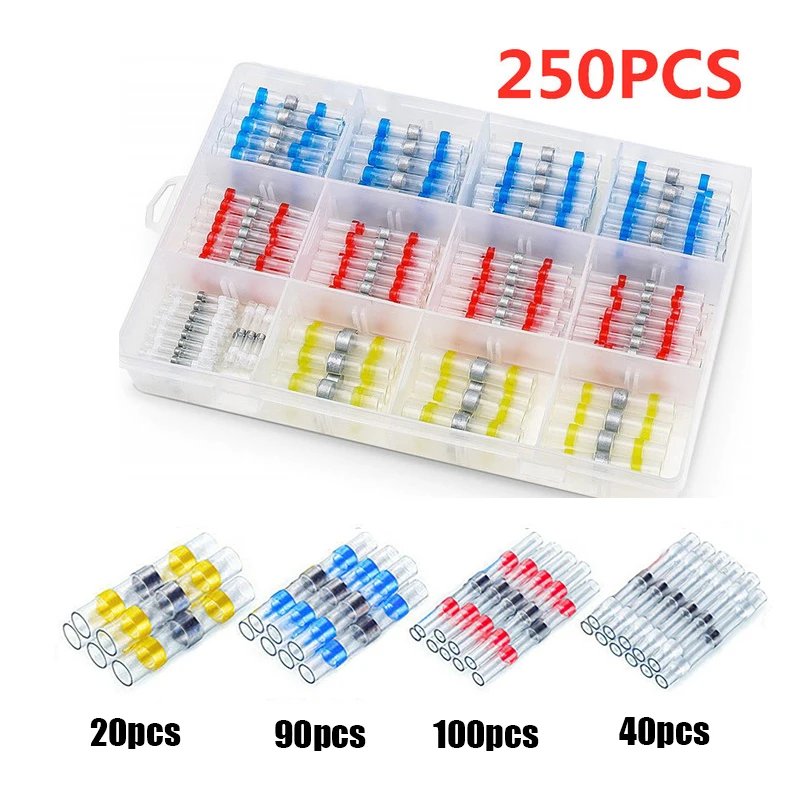 50-1000Pcs Solder Dichtung Draht Anschlüsse Schrumpf Solder Butt Isolierte Anschlüsse Solder Connector Kit Automotive Marine